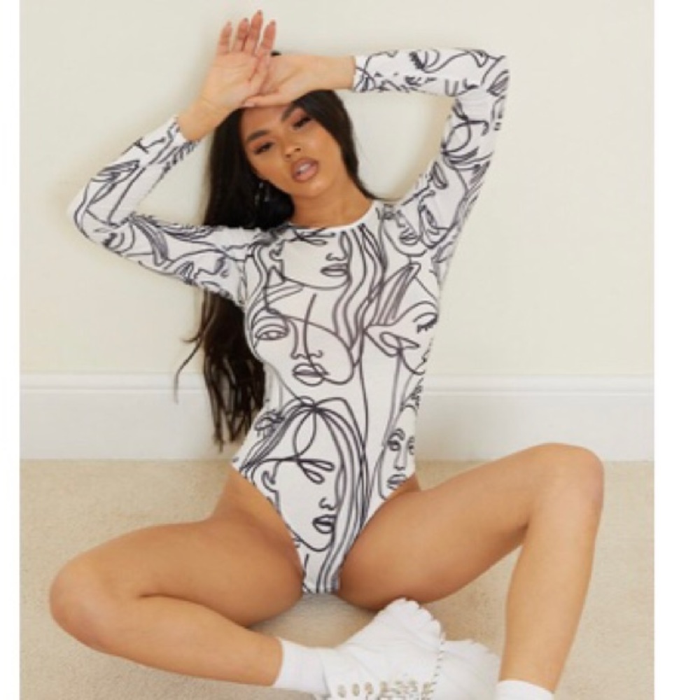 Abstract Face Print Body suit